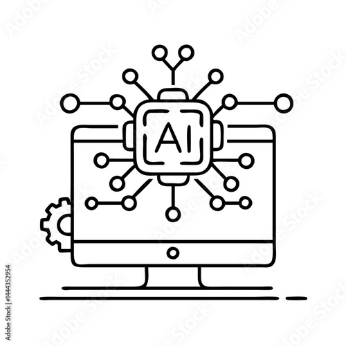 ai simulation icon, ai simulation line art - simple line art of ai simulation, perfect for ai simulation logos and icons