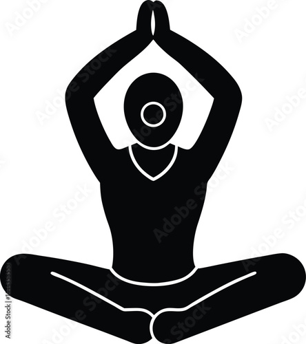 Yoga lotus position silhouette vector icon concept design