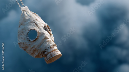 Gas Mask Suspended in a Dar...