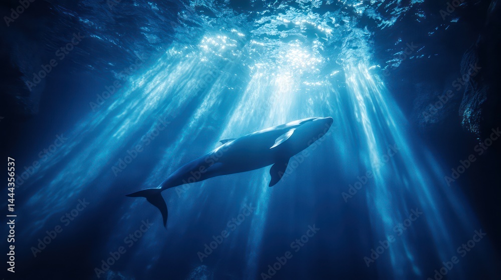 Naklejka premium Whale underwater light