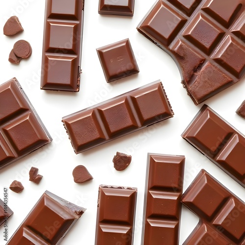 dark chocolate bars on white background