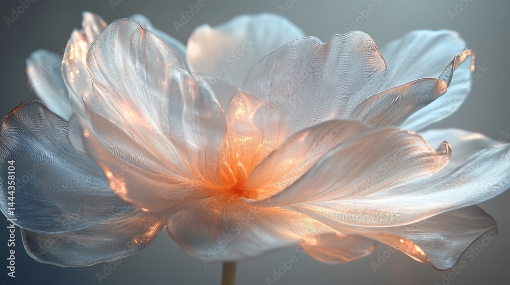 Close-up view of a luminous, ethereal flower. Close-up view of a luminous, ethereal flower.