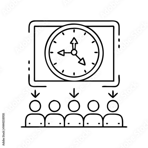 clock with meeting time icon, clock with meeting time line art - simple line art of clock with meeting time, perfect for clock with meeting time logos and icons