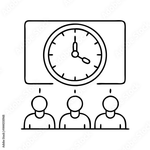 clock with meeting time icon, clock with meeting time line art - simple line art of clock with meeting time, perfect for clock with meeting time logos and icons