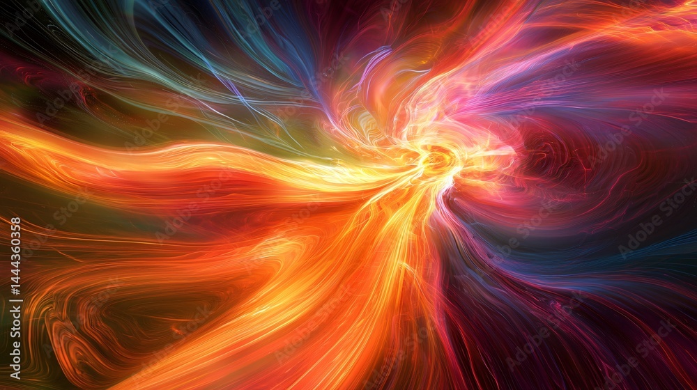Fototapeta premium Mesmerizing colorful swirl of energetic vibrations creating an enchanting abstract display of celestial energy fields