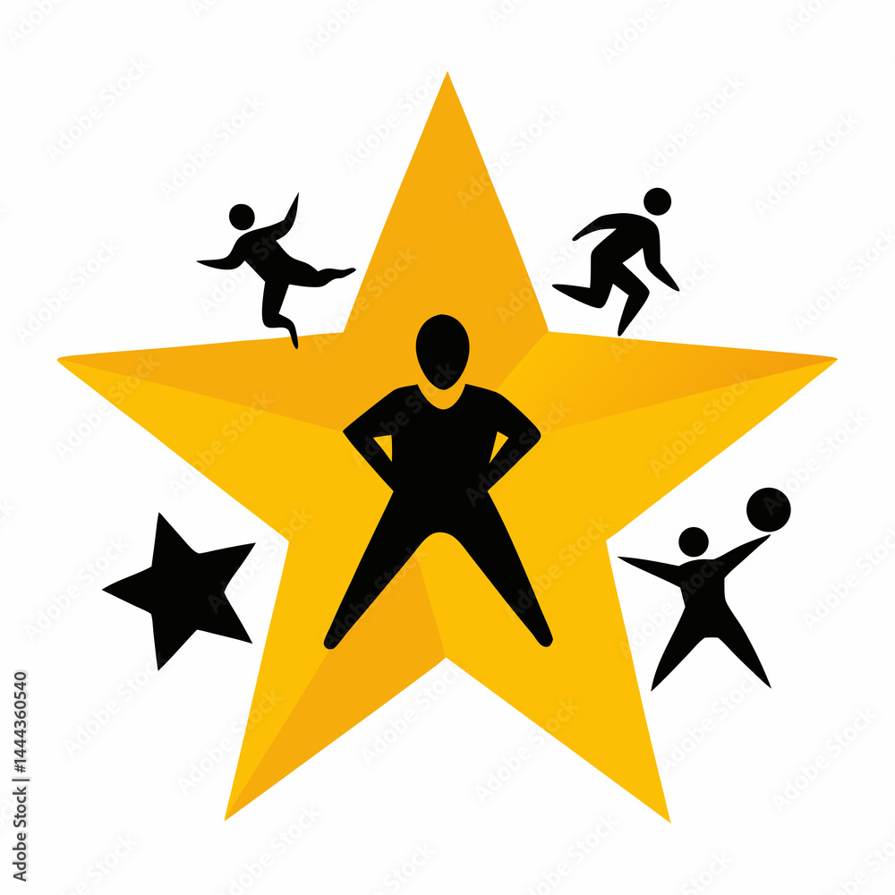 silhouette of a man with a star silhouette of a man with a star