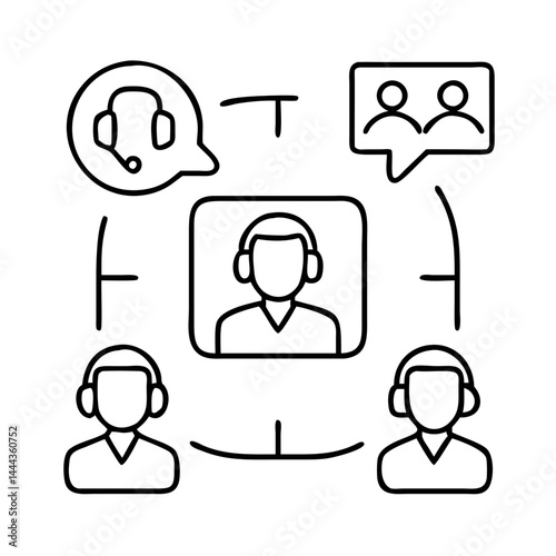 conference call icon, conference call line art - simple line art of conference call, perfect for conference call logos and icons