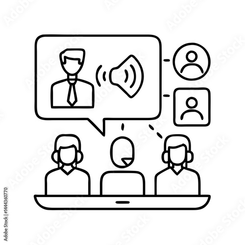 conference call icon, conference call line art - simple line art of conference call, perfect for conference call logos and icons
