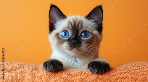 Obraz na płótnie Adorable Kitten with Striking Blue Eyes w salonie