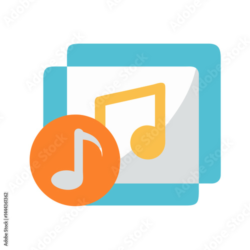Colorful Music Notes on Layers Over Black Background