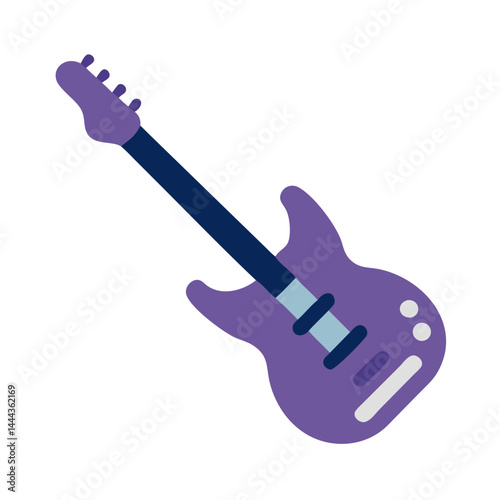 Purple electric guitar vector illustration on black background