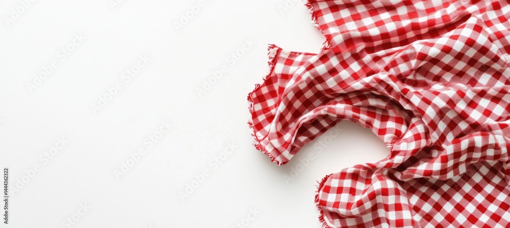 Red and white checkered fabric draped on white surface (2) Red and white checkered fabric draped on white surface (2)