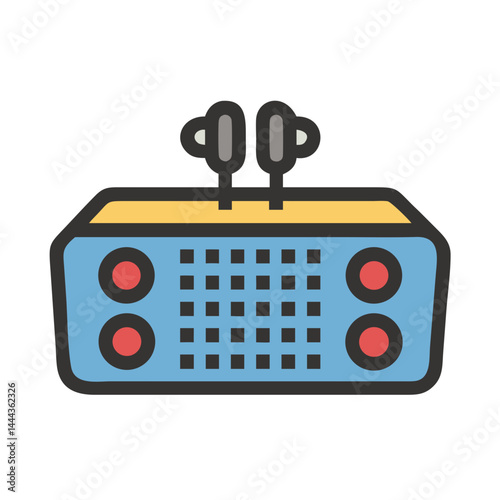 Cartoon Signal Generator Icon on Black Background
