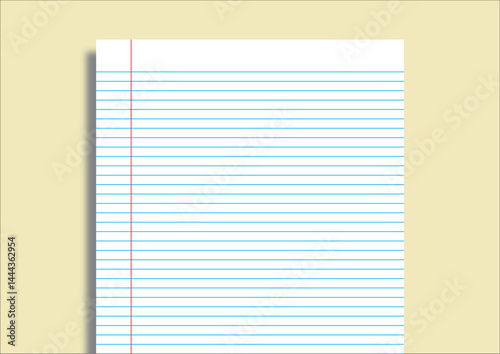 Blank Notebook Page A pristine notebook page with horizontal blue lines and a red margin, waiting to capture thoughts, ideas, and notes in a simple, minimalist design.