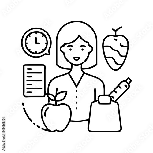 dietitian icon, dietitian line art - simple line art of dietitian, perfect for dietitian logos and icons