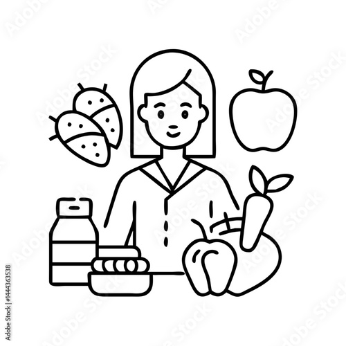 dietitian icon, dietitian line art - simple line art of dietitian, perfect for dietitian logos and icons