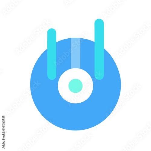 Abstract Blue Disc and Bars on Black Background