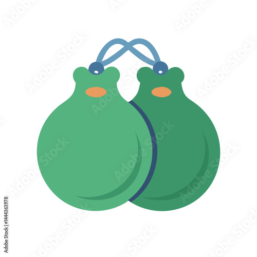 Two Green Castanets Musical Instruments for Flamenco Dancing