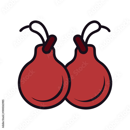 Red Castanets Illustration Isolated on Black Background Design