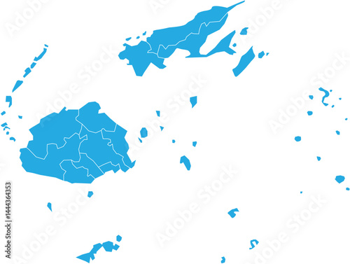 Blue scale Fiji map with outline border	