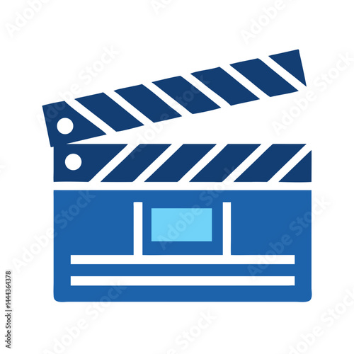 Blue Movie Clapperboard Film Industry Icon Isolated Illustration