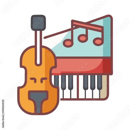 Violin and Piano Composition, Music Instruments Artwork
