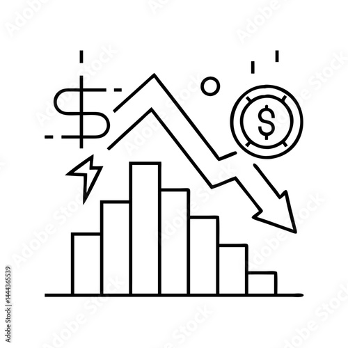 economic downturn icon, economic downturn line art - simple line art of economic downturn, perfect for economic downturn logos and icons