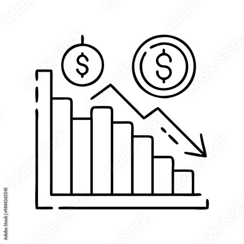 economic downturn icon, economic downturn line art - simple line art of economic downturn, perfect for economic downturn logos and icons