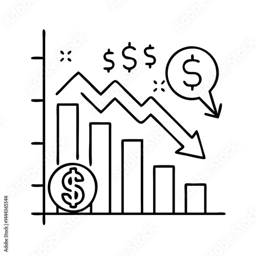 economic downturn icon, economic downturn line art - simple line art of economic downturn, perfect for economic downturn logos and icons