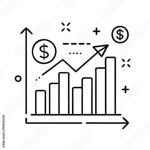 economic growth projections icon, economic growth projections line art - simple line art of economic growth projections, perfect for economic growth projections logos and icons