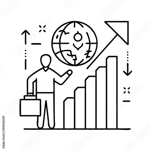 economic growth projections icon, economic growth projections line art - simple line art of economic growth projections, perfect for economic growth projections logos and icons