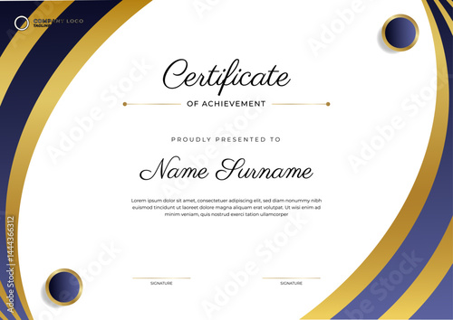 Geometric style abstract certificate design with luxury and modern line pattern design