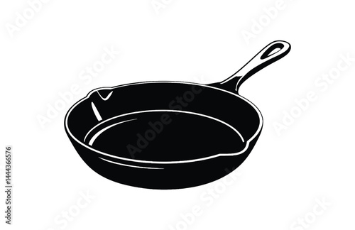 A bold cast iron skillet silhouette black vector artwork illustration

