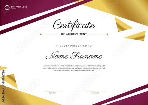 Geometric style abstract certificate design with luxury and modern line pattern design
