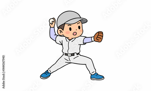 cute baseball player cartoon illustration