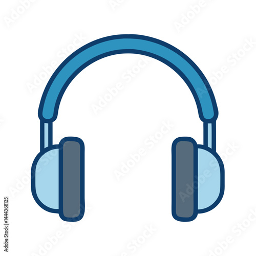 Blue Headphones Vector Icon for Music and Sound