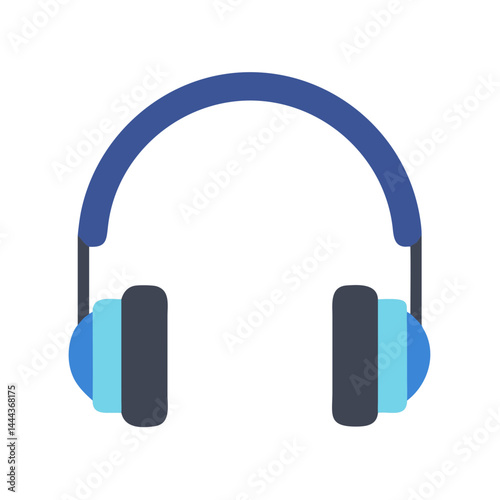 Blue headphones graphic on a black background icon