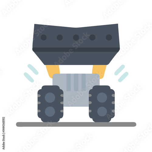 Stylized Mars Rover Cartoon Icon on Black Background