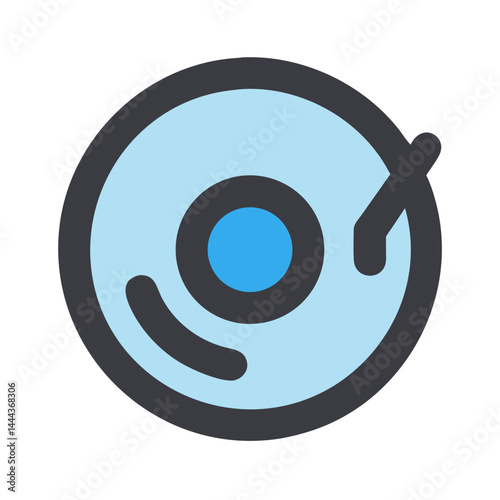Turntable music disc icon vector on black background