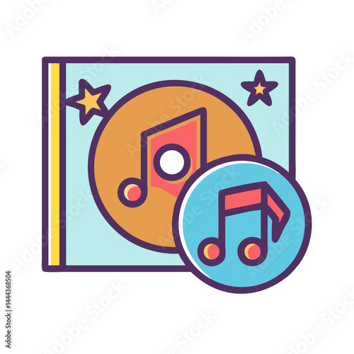 Colorful Music Album Design with Note Icon Style