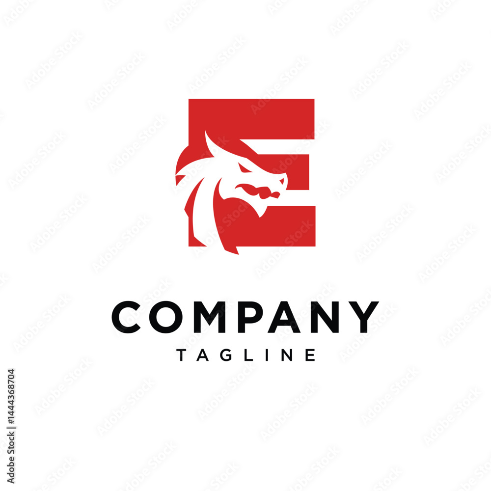 Fototapeta premium Letter E Dragon Logo Icon Vector