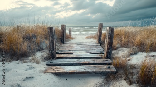 Wooden walkway through nature