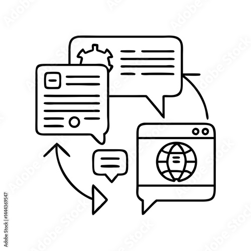 machine translation icon, machine translation line art - simple line art of machine translation, perfect for machine translation logos and icons