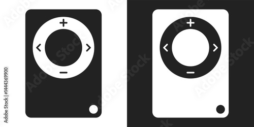 Mp3 player vector icon on white and black background. 90s.