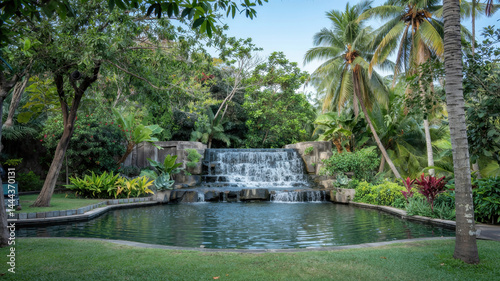 Waterfall in Tropical Garden