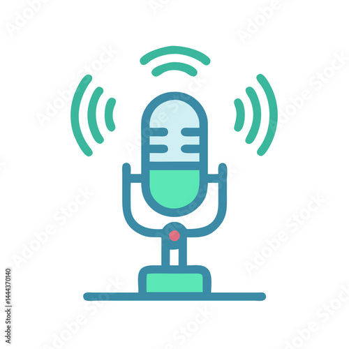 Stylish Teal Podcast Microphone Icon for Broadcast or Recording