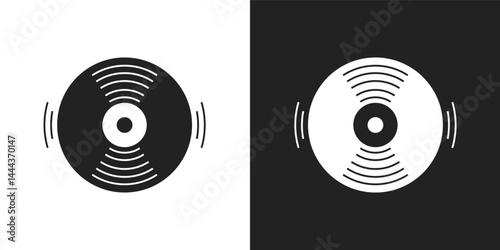 Vinyl record vector on square background.