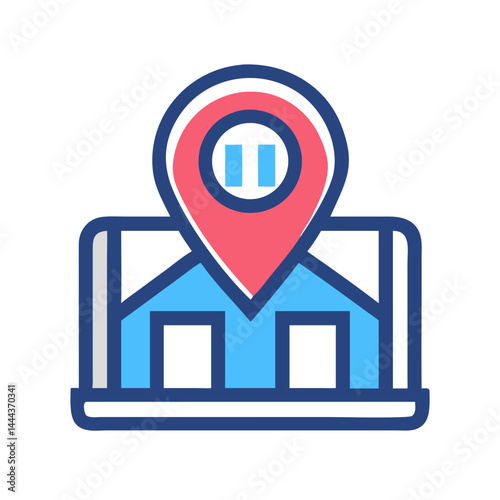 House location icon with a pause in it