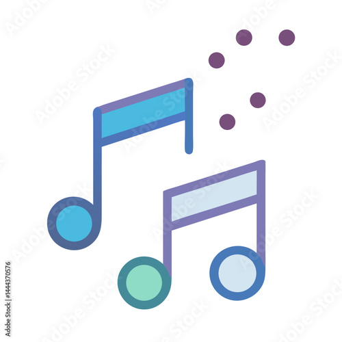 Vibrant Music Notes Icon on Black Background Illustration