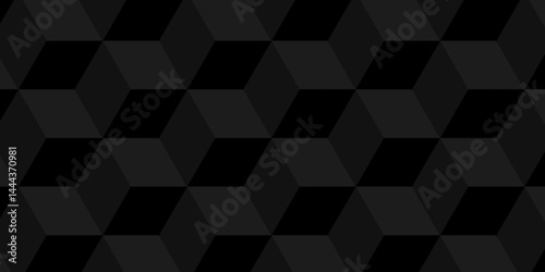 Vector of cube geometric pattern grid backdrop triangle background. Abstract cube geometric tile and mosaic wall or grid hexagon technology. black and gray geometric block cube structure.